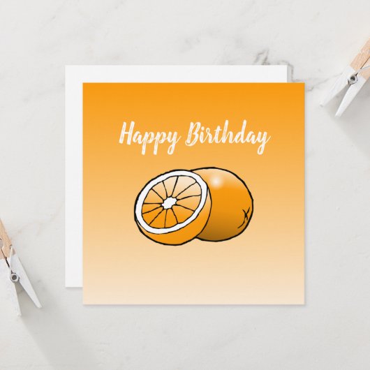 Carte d'anniversaire orange (Devant/Arrière en situation)