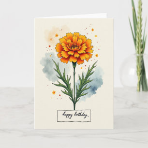 Carte d'anniversaire orange fleuri chaud