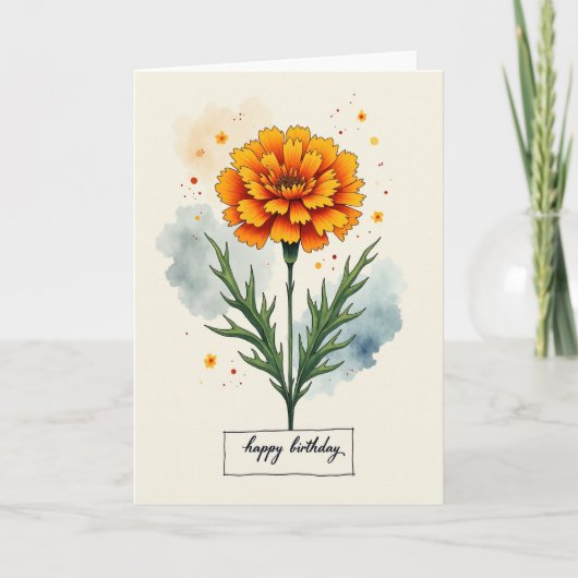 Carte d'anniversaire orange fleuri chaud (Devant)