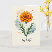 Carte d'anniversaire orange fleuri chaud (Fleur jaune)