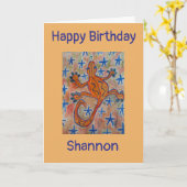 Carte d'anniversaire Orange Gecko (Fleur jaune)