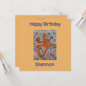 Carte d'anniversaire Orange Gecko Flat (Devant/Arrière en situation)