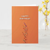 Carte d'anniversaire orange joyeuse (Fleur jaune)