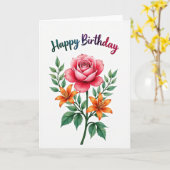 Carte d'anniversaire Orange Lily (Fleur jaune)
