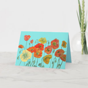 Carte d'Anniversaire Orange Shabby Poppy Aqua