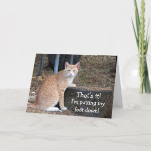 Carte d'anniversaire Orange Tabby Putting Pied Dow