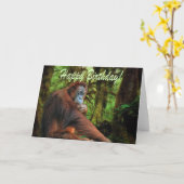 Carte d'anniversaire Orangutan & Rainforest (Fleur jaune)