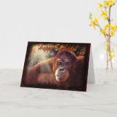 Carte d'anniversaire Orangutan & Rainforest Sunlig (Fleur jaune)