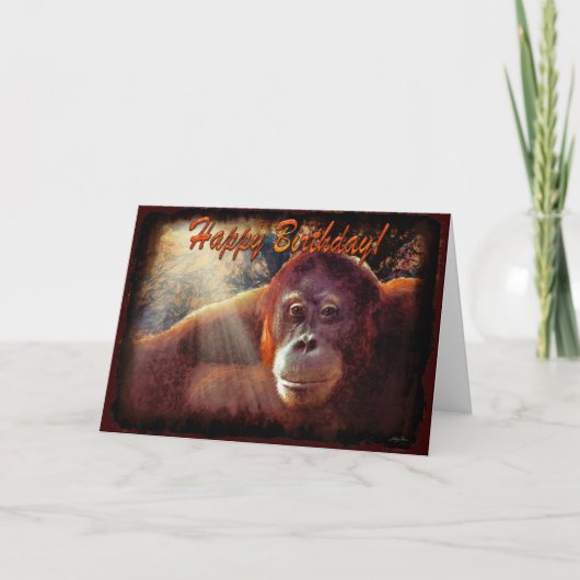 Carte d'anniversaire Orangutan & Rainforest Sunlig (Devant)