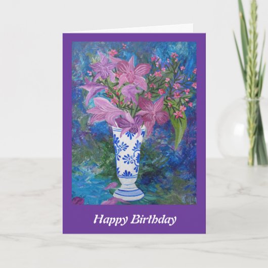 Carte d'anniversaire orchidée (Devant)