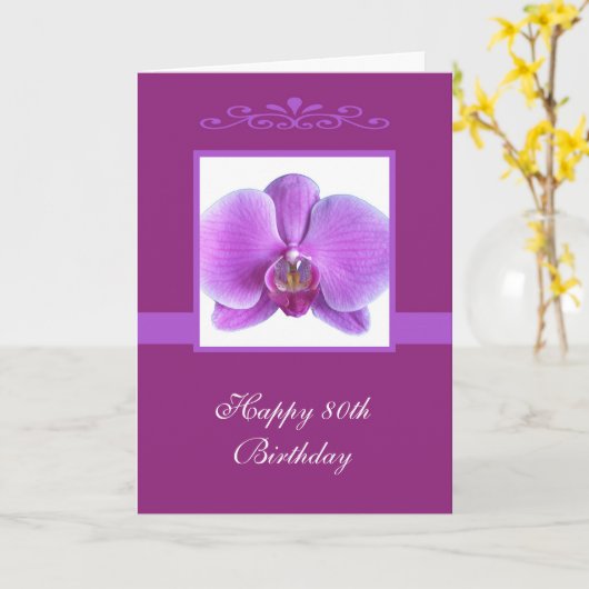 Carte d'anniversaire orchidée 80e (Fleur jaune)