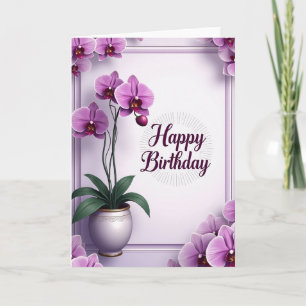 Carte d'anniversaire Orchidée Fuchsia