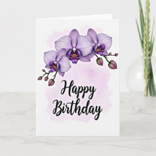 Carte d'anniversaire Orchidée Lavande