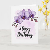 Carte d'anniversaire Orchidée Lavande (Fleur jaune)