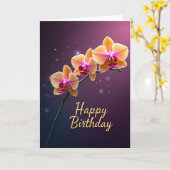 Carte d'anniversaire Orchidée Lumineuse (Fleur jaune)