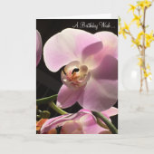 Carte d'anniversaire Orchidée Rose (Fleur jaune)