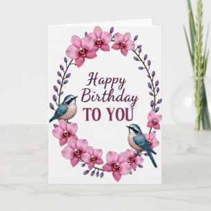 Carte d'anniversaire Orchidée Violette