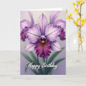 Carte d'anniversaire Orchidée Violette Douce (Fleur jaune)