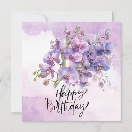 Carte d'anniversaire orchidée violette - Elégante (Devant)