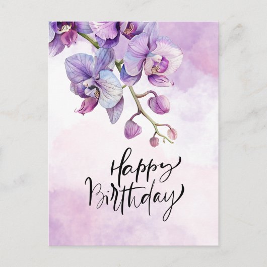 Carte d'anniversaire orchidée violette - Elégante  (Devant)