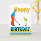 Carte d'anniversaire orientée de golf (Fleur jaune)