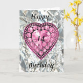 Carte d'anniversaire ornée de bijoux de coeur de (Fleur jaune)