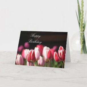 Carte d'anniversaire ou de vœux de tulipes. Person