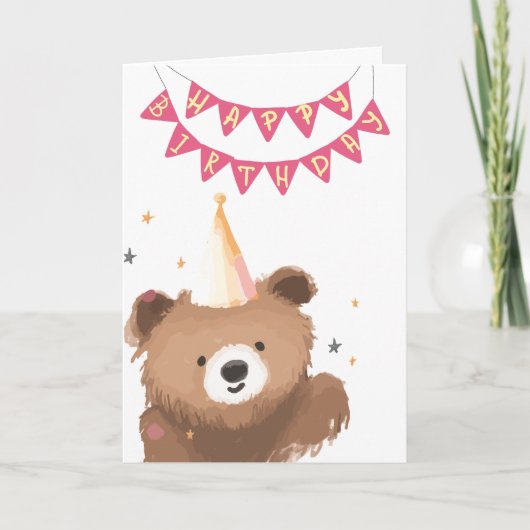 Carte d'anniversaire ours aquarelle (Devant)
