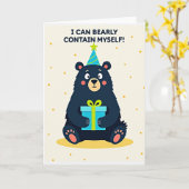 Carte d'anniversaire ours illustrée (Fleur jaune)