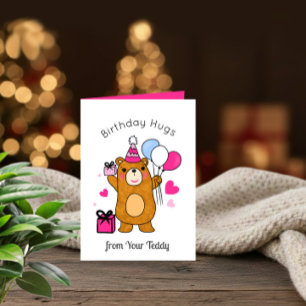 Carte d'anniversaire Ourson avec Ballons