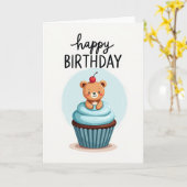 Carte d'anniversaire Ourson Fantaisiste (Fleur jaune)