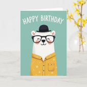 Carte d'anniversaire ourson fantaisiste (Fleur jaune)