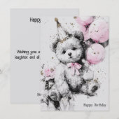 Carte d'anniversaire Ourson Mignon (Devant / Derrière)