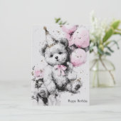 Carte d'anniversaire Ourson Mignon (Debout devant)