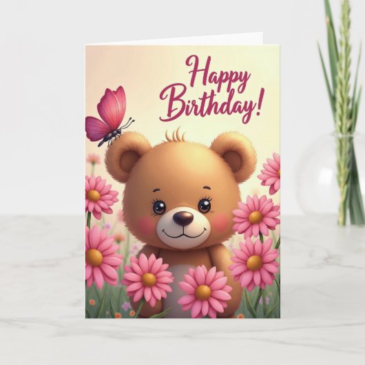 Carte d'anniversaire Ourson Mignon (Devant)