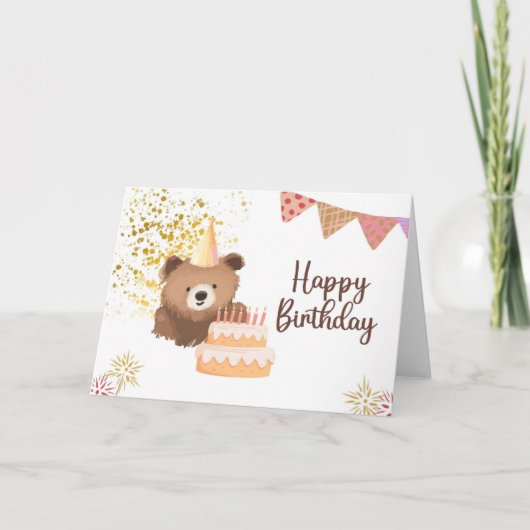 Carte d'anniversaire Ourson Mignon (Devant)