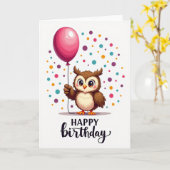 Carte d'anniversaire Owlet Balloon (Fleur jaune)