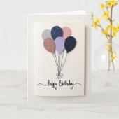 Carte d'anniversaire pailletée (Fleur jaune)