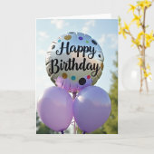 Carte d'anniversaire Paillettes Point (Fleur jaune)
