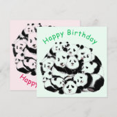 Carte d'anniversaire Panda amusante Pandas de fami (Devant / Derrière)