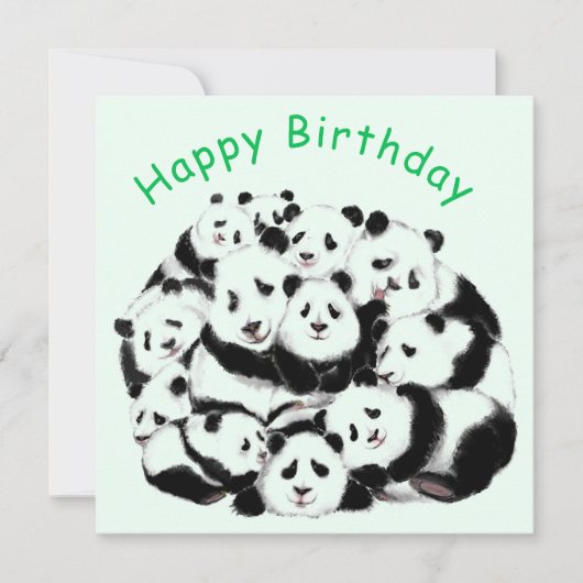 Carte d'anniversaire Panda amusante Pandas de fami (Devant)