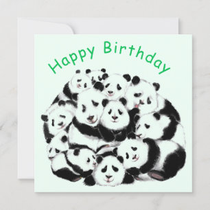 Carte d'anniversaire Panda amusante Pandas de fami