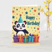 Carte d'anniversaire Panda Party (Fleur jaune)