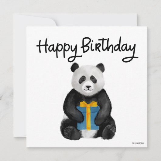Carte d'anniversaire Panda peinte à la main (Devant)