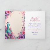 Carte d'anniversaire Paon Rose (Intérieur)