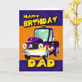 carte d'anniversaire papa avec le taxi de papa (Fleur jaune)