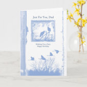 carte d'anniversaire papa avec oiseaux - grunge bl (Fleur jaune)