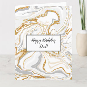 Carte d'anniversaire papa de marbre blanc, gris et