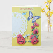 Carte d'anniversaire Papillon (Fleur jaune)