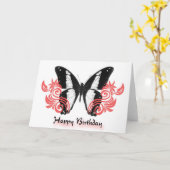 carte d'anniversaire papillon (Fleur jaune)
